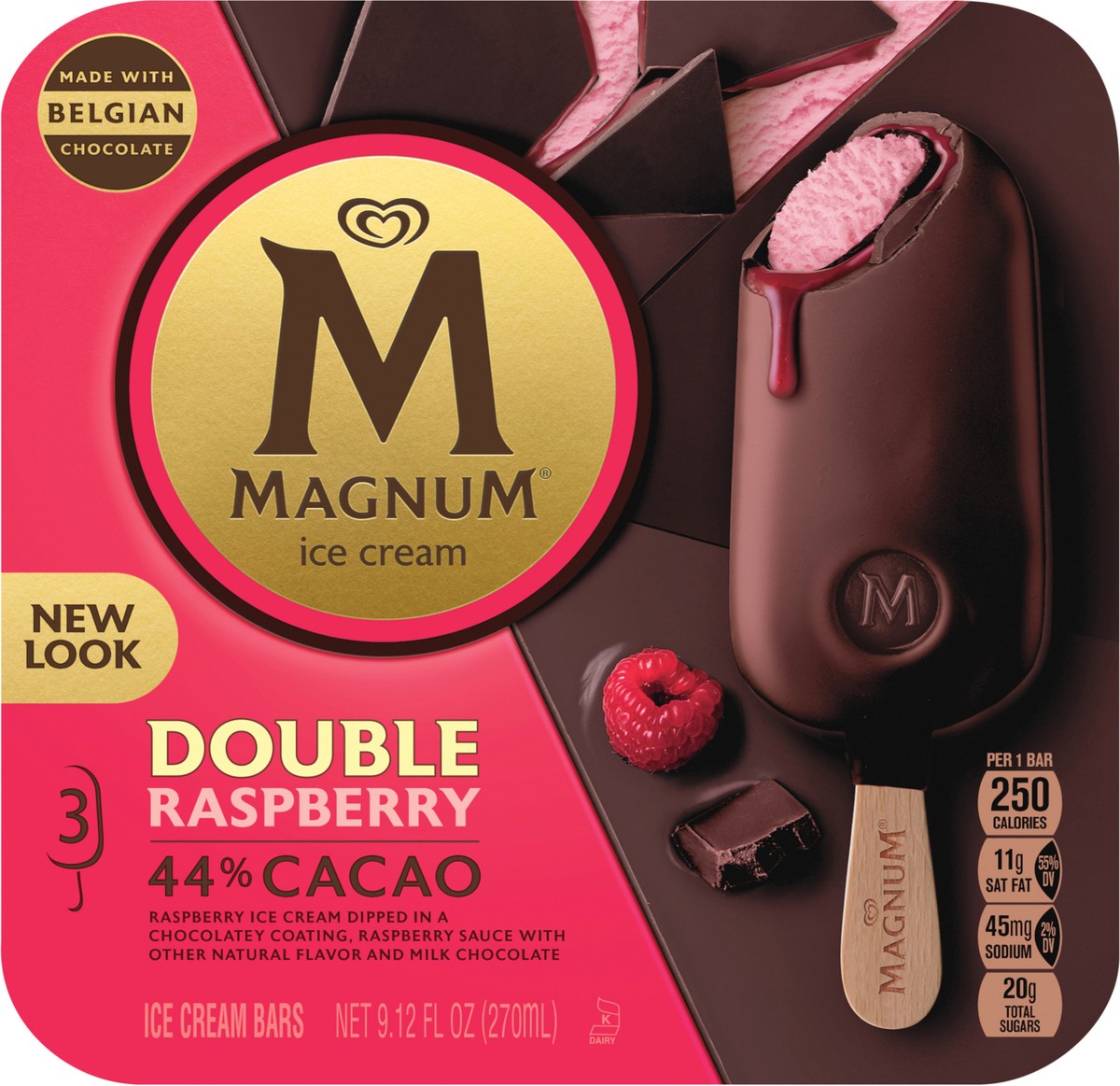 slide 3 of 3, Magnum Double Raspberry Ice Cream Bars - 3ct, 3 ct