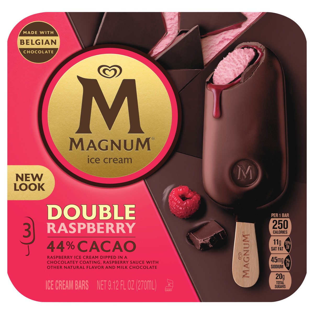 slide 1 of 3, Magnum Double Raspberry Ice Cream Bars - 3ct, 3 ct