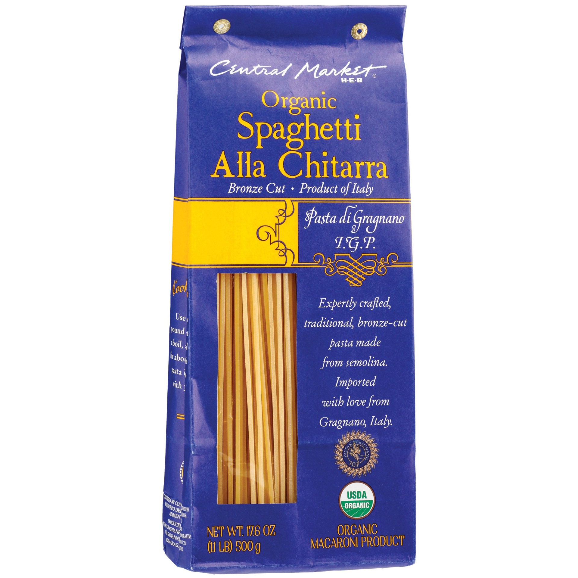 slide 1 of 1, Central Market Organic Spaghetti Alla Chitarra Bronze Cut Pasta, 17.6 oz