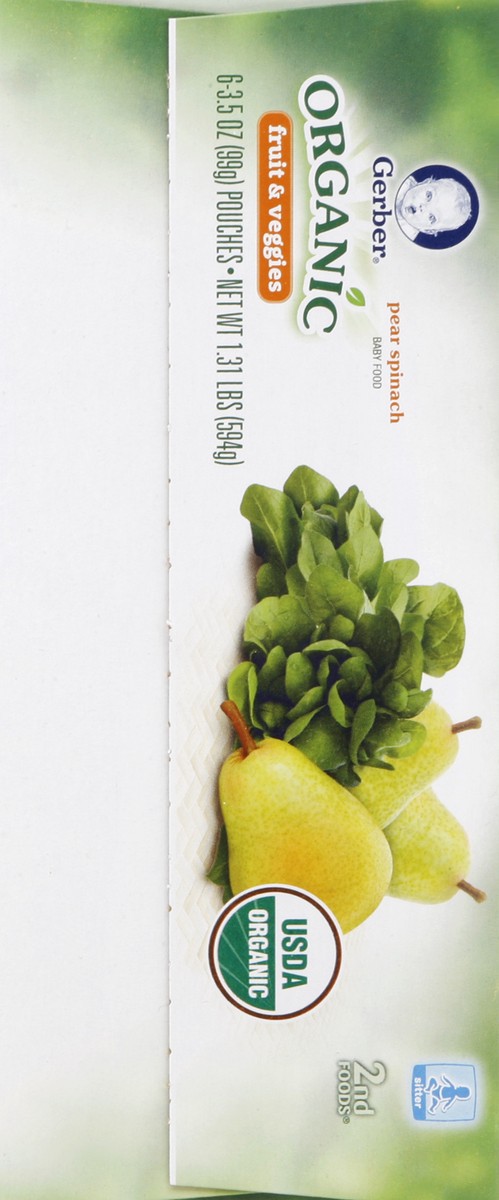 slide 2 of 5, Gerber Baby Food, Organic, Pear Spinach, Sitter, 1 ct