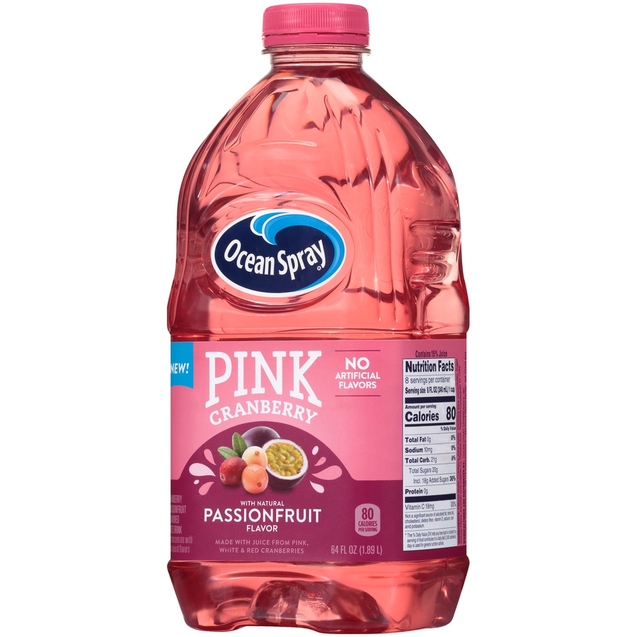 slide 3 of 8, Ocean Spray Passion Fruit Juice Pink Cranberry, 64 fl oz
