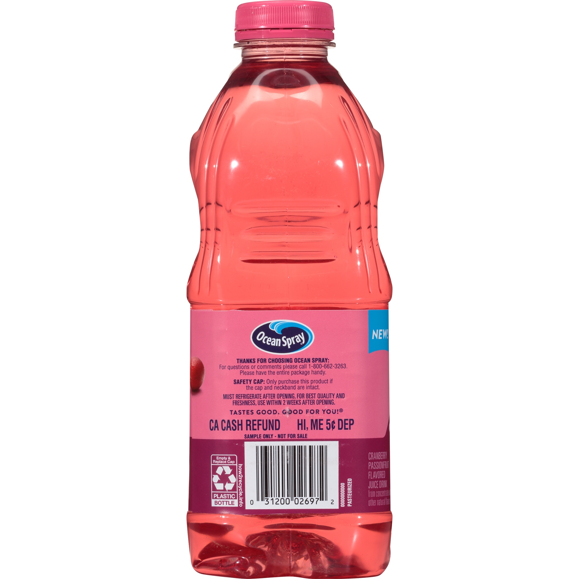 slide 4 of 8, Ocean Spray Passion Fruit Juice Pink Cranberry, 64 fl oz