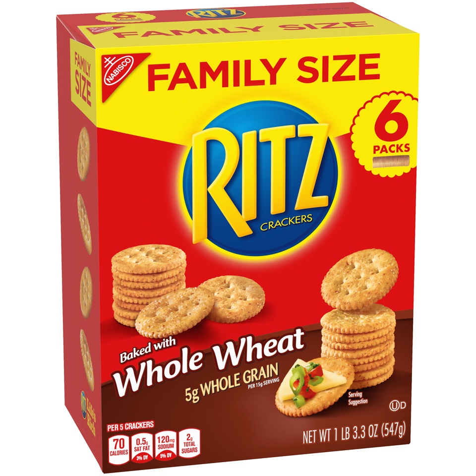 slide 3 of 9, Ritz Nabisco Ritz Crackers Baked with Whole Wheat 1.21 lb. Box, 1.21 lb
