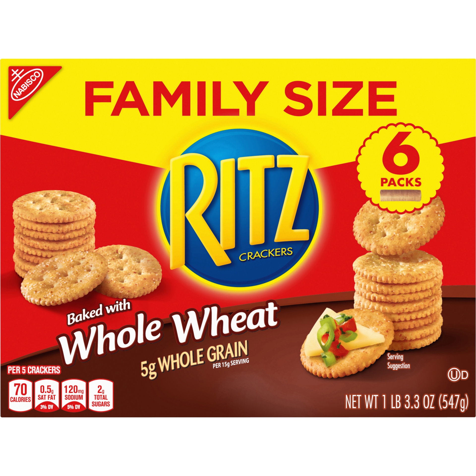 slide 7 of 9, Ritz Nabisco Ritz Crackers Baked with Whole Wheat 1.21 lb. Box, 1.21 lb