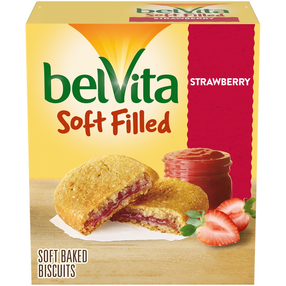 slide 2 of 9, belVita Nabisco belVita Soft Filled Strawberry Soft Baked Biscuits 5-1.76 Oz., 8.8 oz