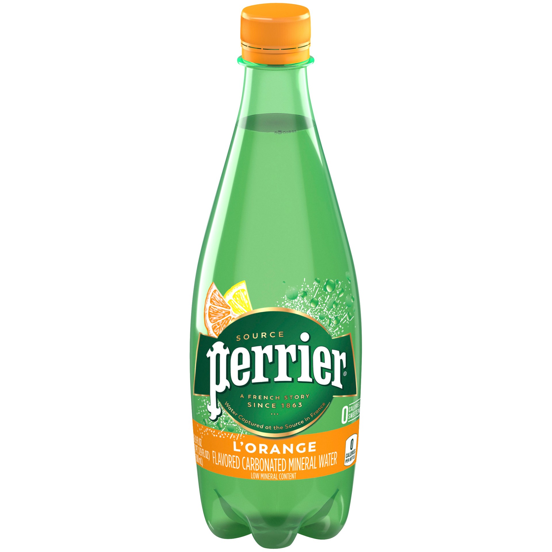 slide 1 of 2, Perrier L'Orange Flavored Sparkling Water, Plastic Water Bottle - 16.9 fl oz, 16.9 fl oz