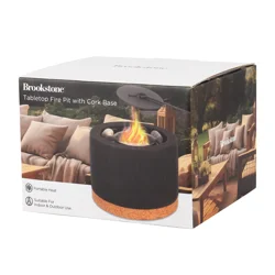 Brookstone Black Cement Ethanol Firepit with Natural Stone