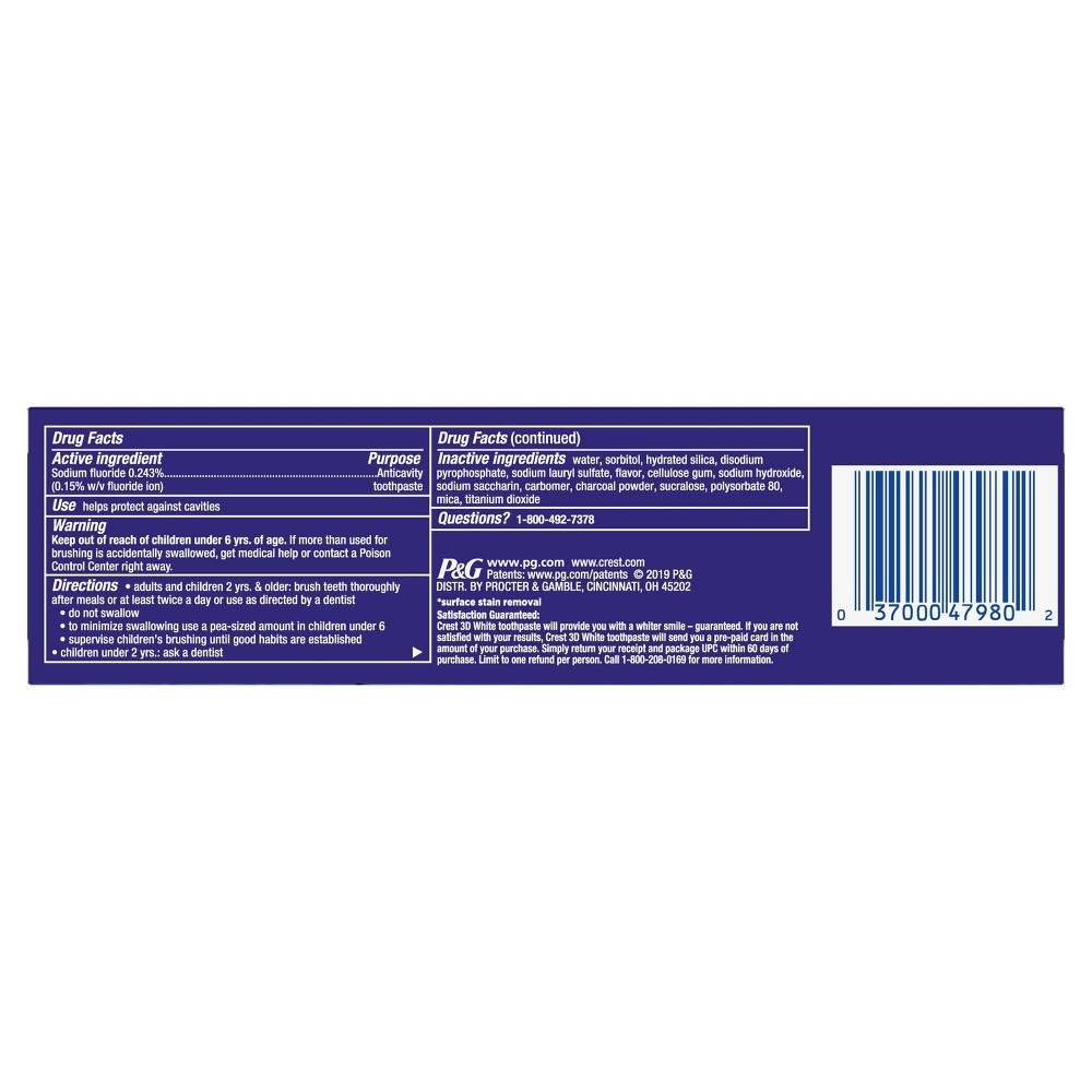 slide 2 of 3, Crest 3D White Advanced Charcoal Teeth Whitening Toothpaste - 3.8oz, 3.8 oz