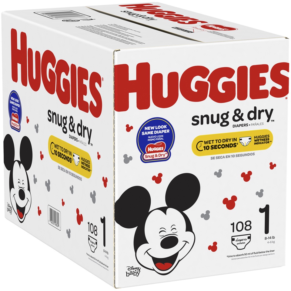 slide 2 of 3, Huggies Snug & Dry Diapers 112 ct, size 1