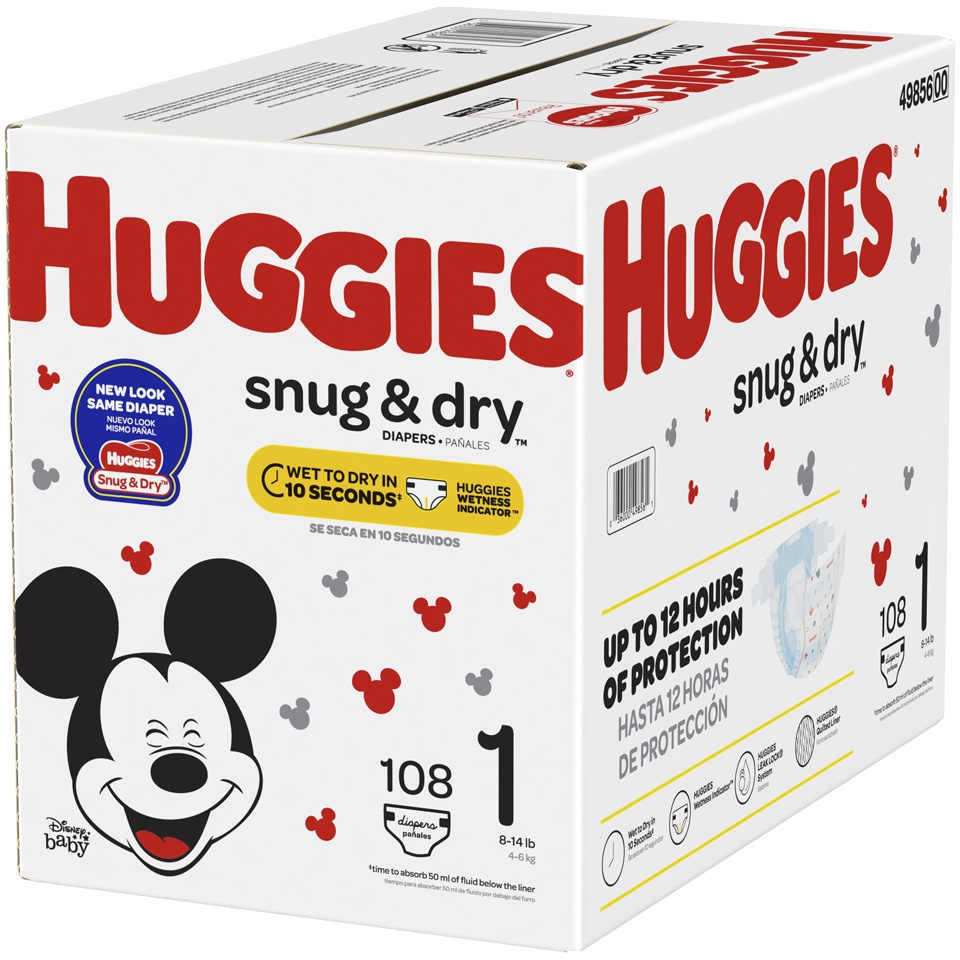 slide 3 of 3, Huggies Snug & Dry Diapers 112 ct, size 1