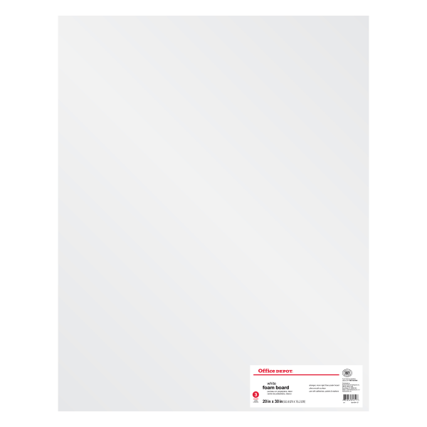 slide 1 of 2, Office Depot Brand Foam Boards, White, 3 ct; 20 in x 30 in
