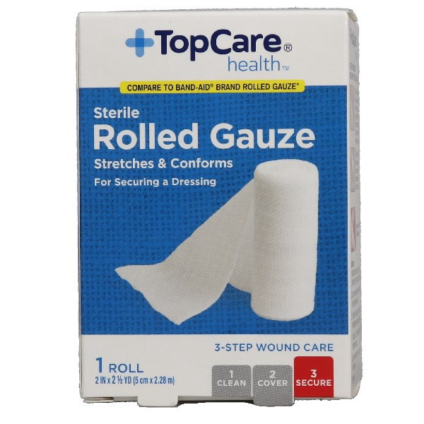 slide 1 of 9, TopCare Health Sterile Rolled Gauze 1 ea, 1 ct