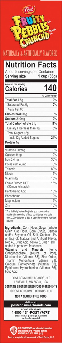 slide 8 of 9, Fruity Pebbles Crunch'd Cereal 11.5 oz, 11.5 oz