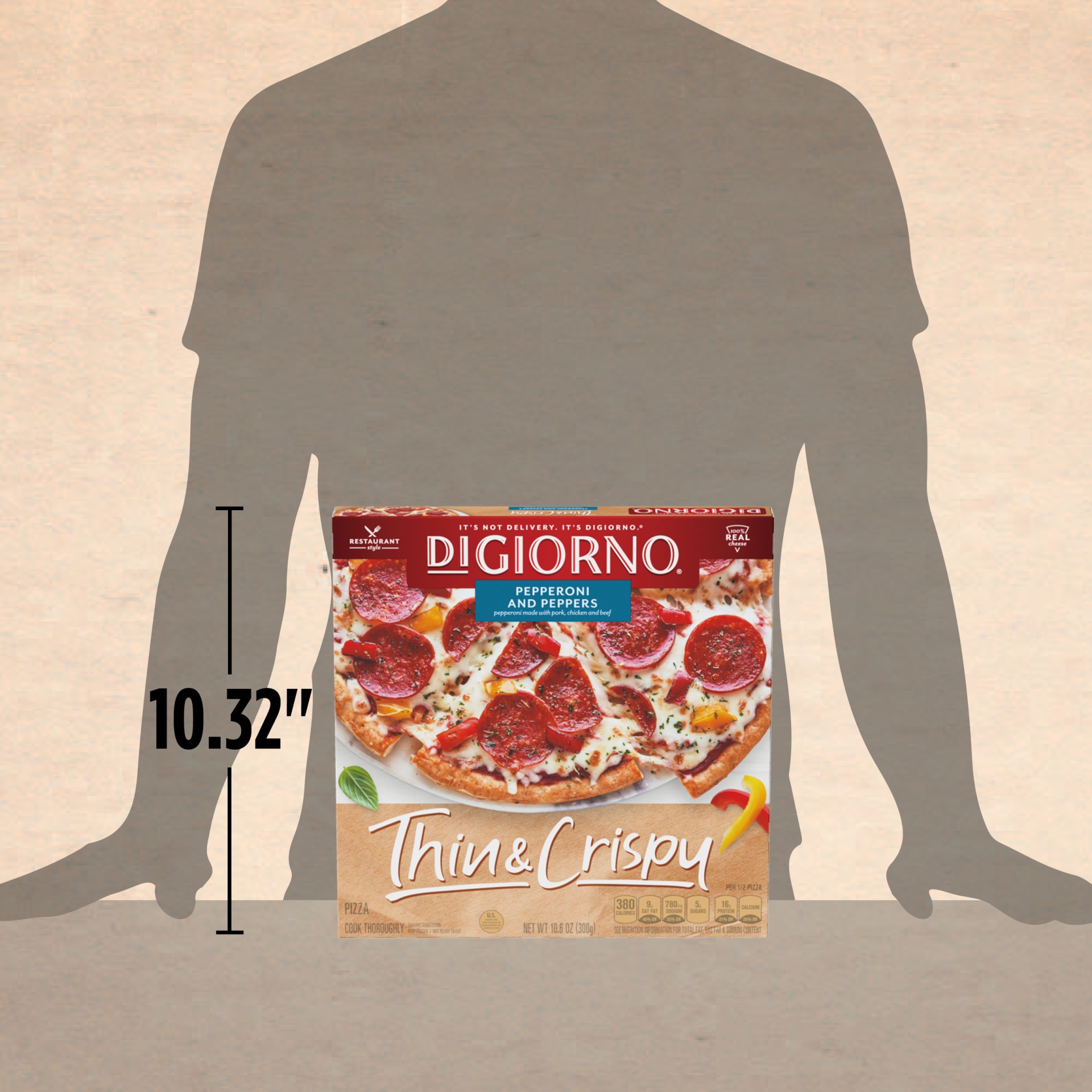slide 4 of 6, DiGiorno Thin And Crispy Pepperoni & Peppers Pizza, 10.6 oz