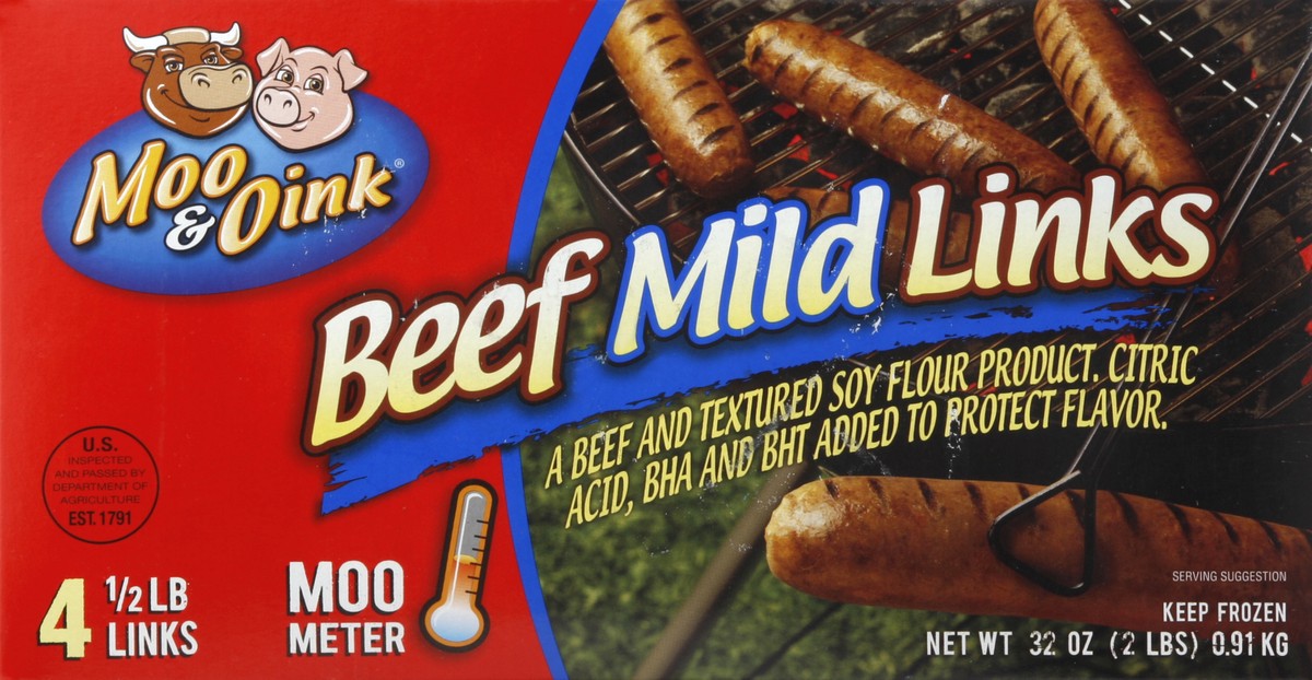 slide 1 of 4, Moo & Oink Beef Links 4 ea, 4 ct
