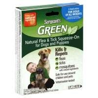 slide 1 of 1, Sergeant's Green Flea & Tick Squeeze-On For Dogs & Puppies Box, 6 ct; 0.05 fl oz