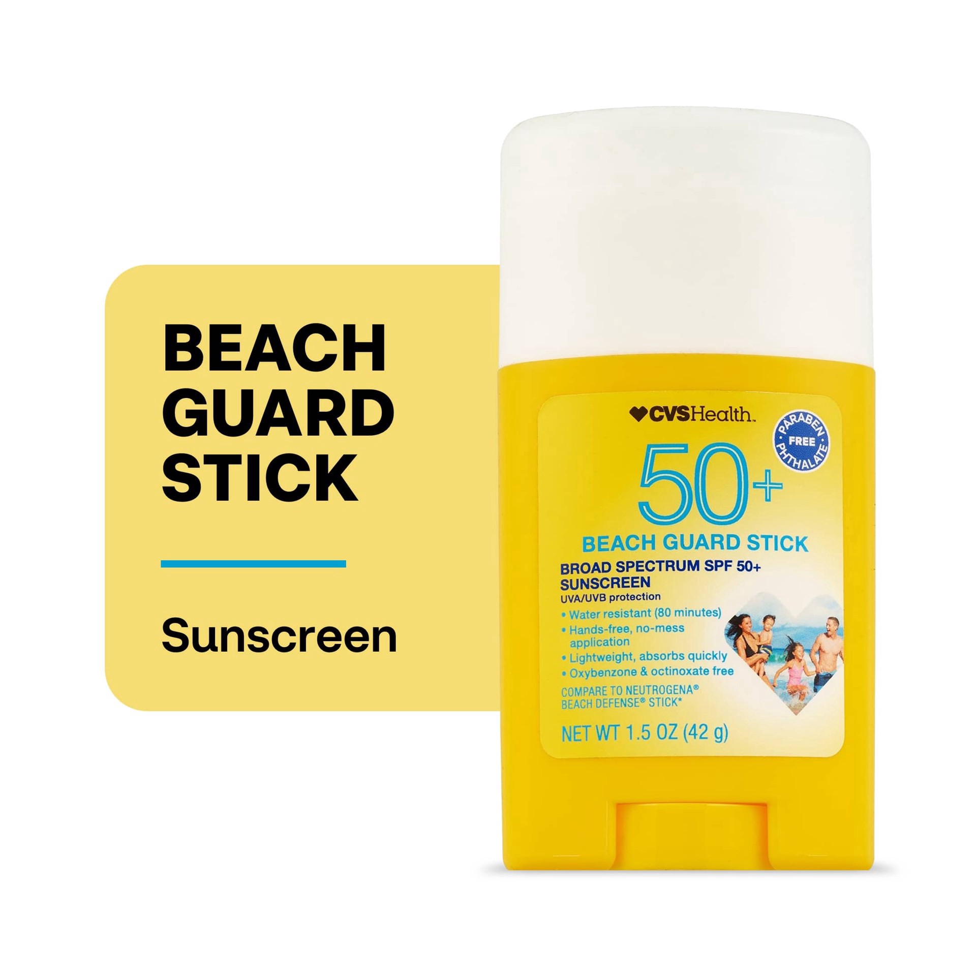 slide 1 of 1, CVS Health Beach Guard Sunscreen Sunstick Spf 50, 1.5 Oz, 1 ct