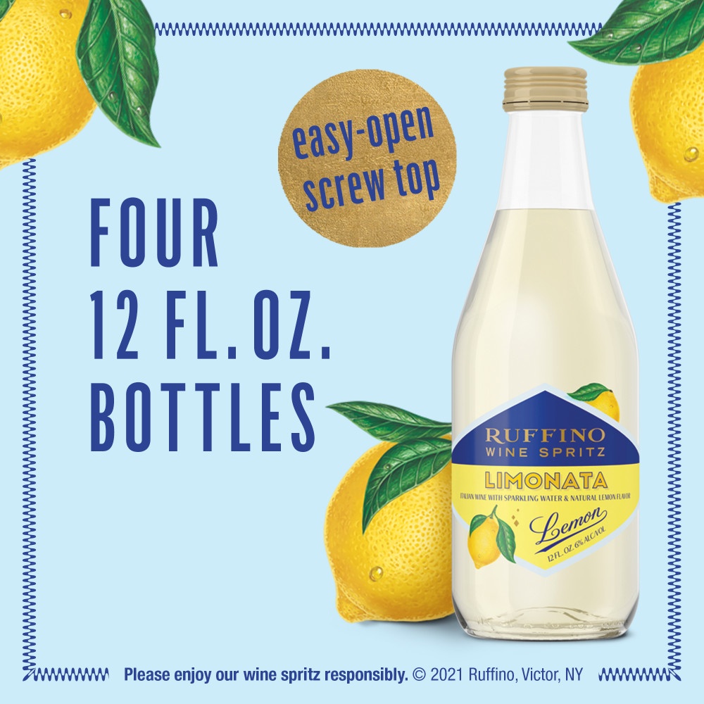 slide 2 of 7, Ruffino Wine Spritz Lemon Limonata Italian White Sparkling Wine Spritzer, 4 ct; 355 ml