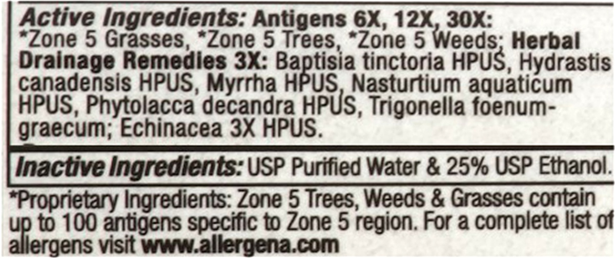 slide 4 of 7, Allergena Allergy Relief, for Where You Live, Zone 5, 1 oz