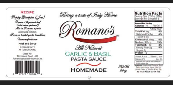 slide 10 of 12, Romanos Pasta Sauce Garlic And Basil, 26 oz
