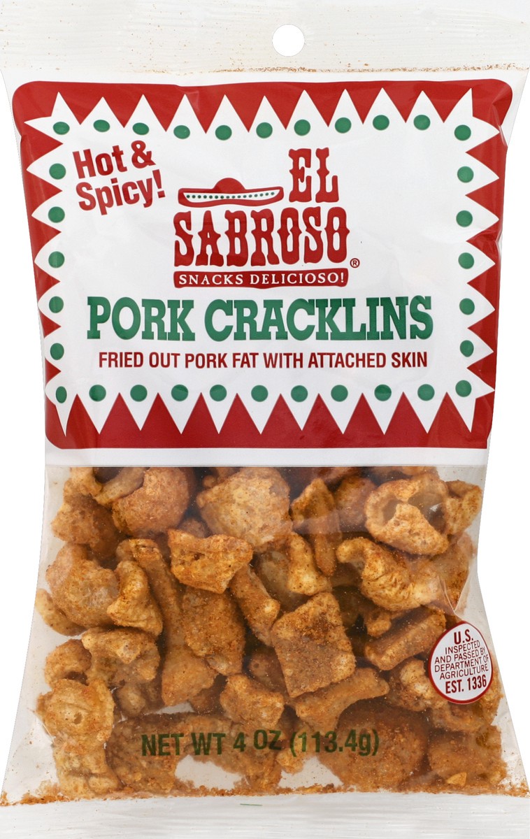 slide 3 of 3, El Sabroso Pork Cracklins 4 oz, 4 oz