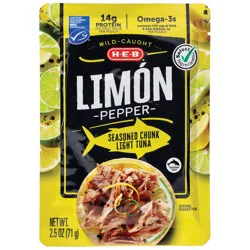 H-E-B Wild Caught Seasoned Chunk Light Tuna Pouch - Limón Pepper