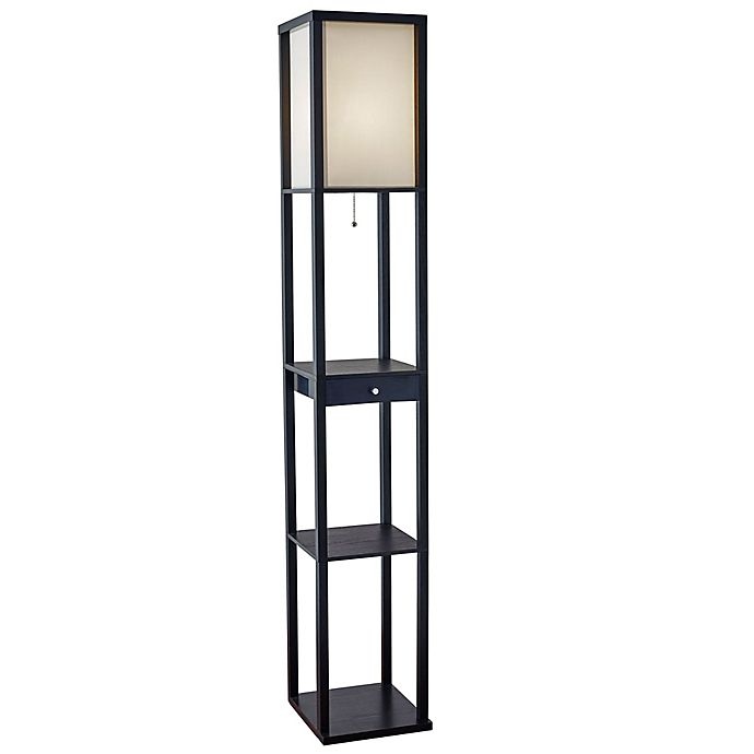 slide 1 of 2, Adesso Etagere Floor Lamp with Drawer, 1 ct