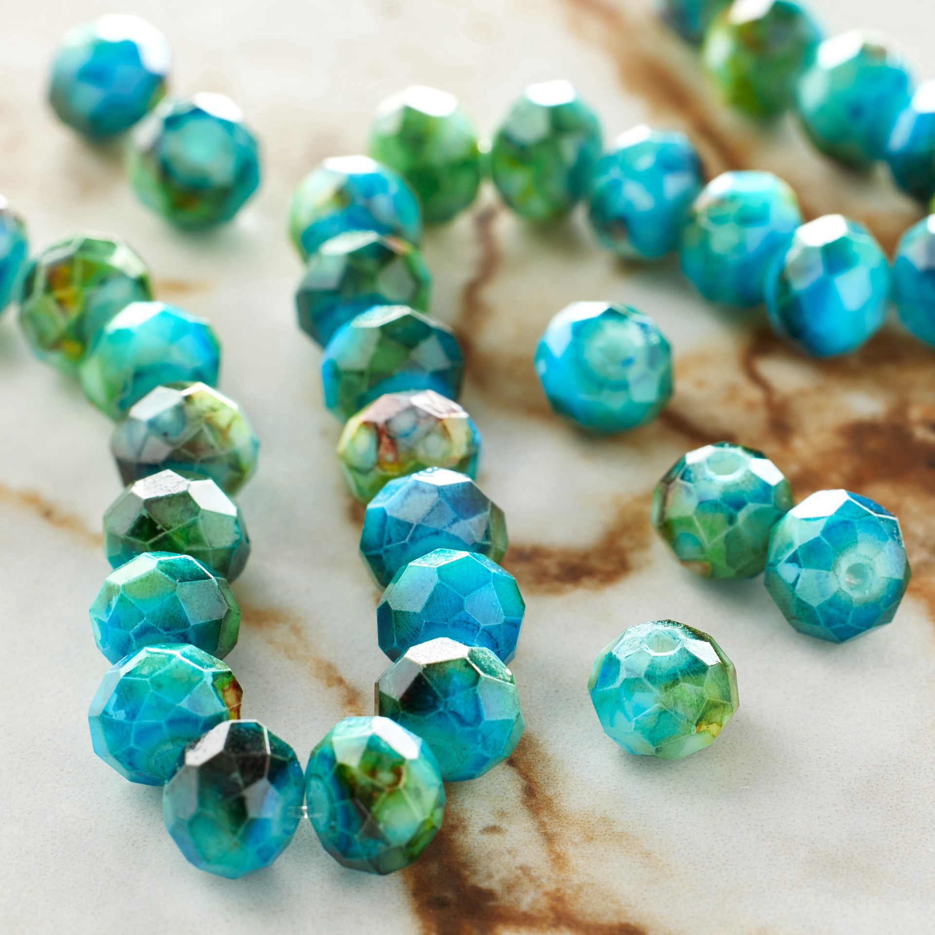 slide 3 of 3, Multicolor Painted Glass Rondelle Beads, 7mm By Bead Landing, 7mm