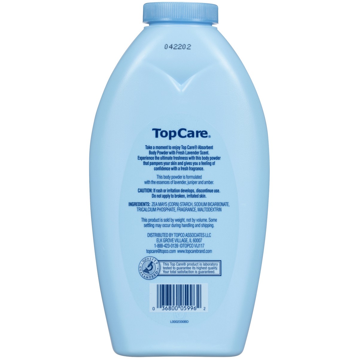 slide 6 of 14, TopCare TOP CARE Topcare Shower & Bath, Absorbent Body Powder, Fresh Lavender Scent, 13 oz