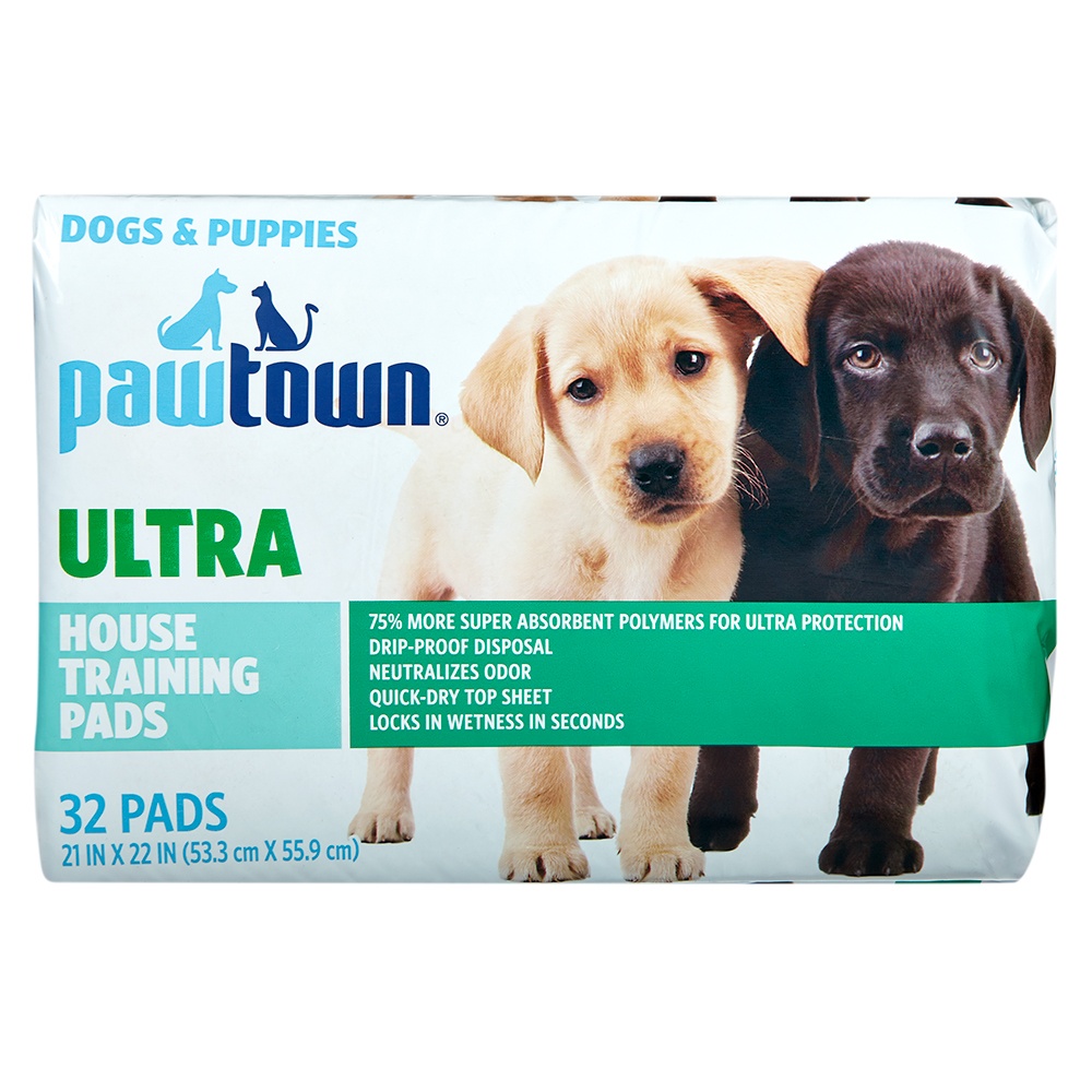 slide 1 of 2, Pawtown Puppy Pads, Ultra Absorbent, 32 ct