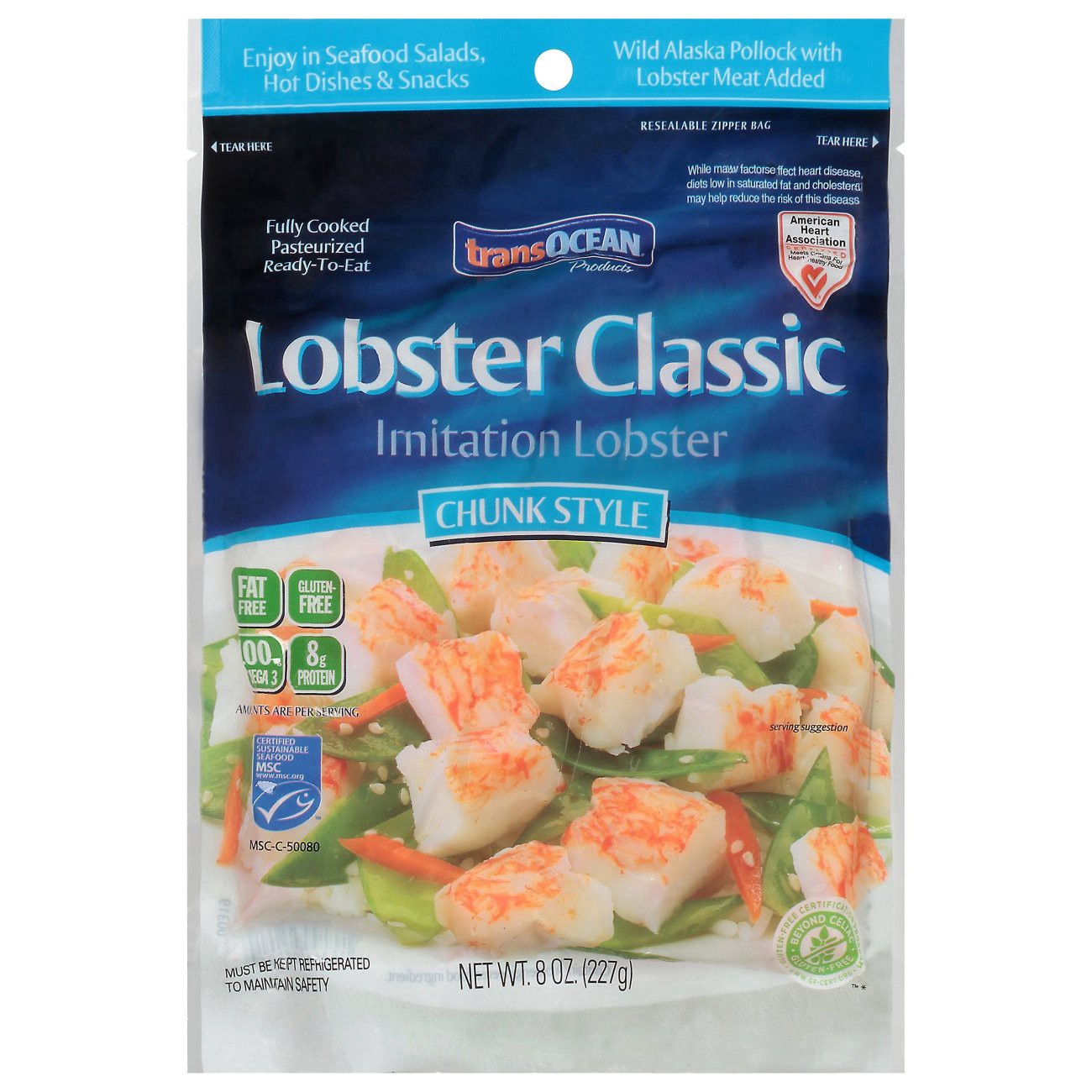 slide 1 of 9, Trans-Ocean Chunk Style Classic Imitation Lobster, 8 oz