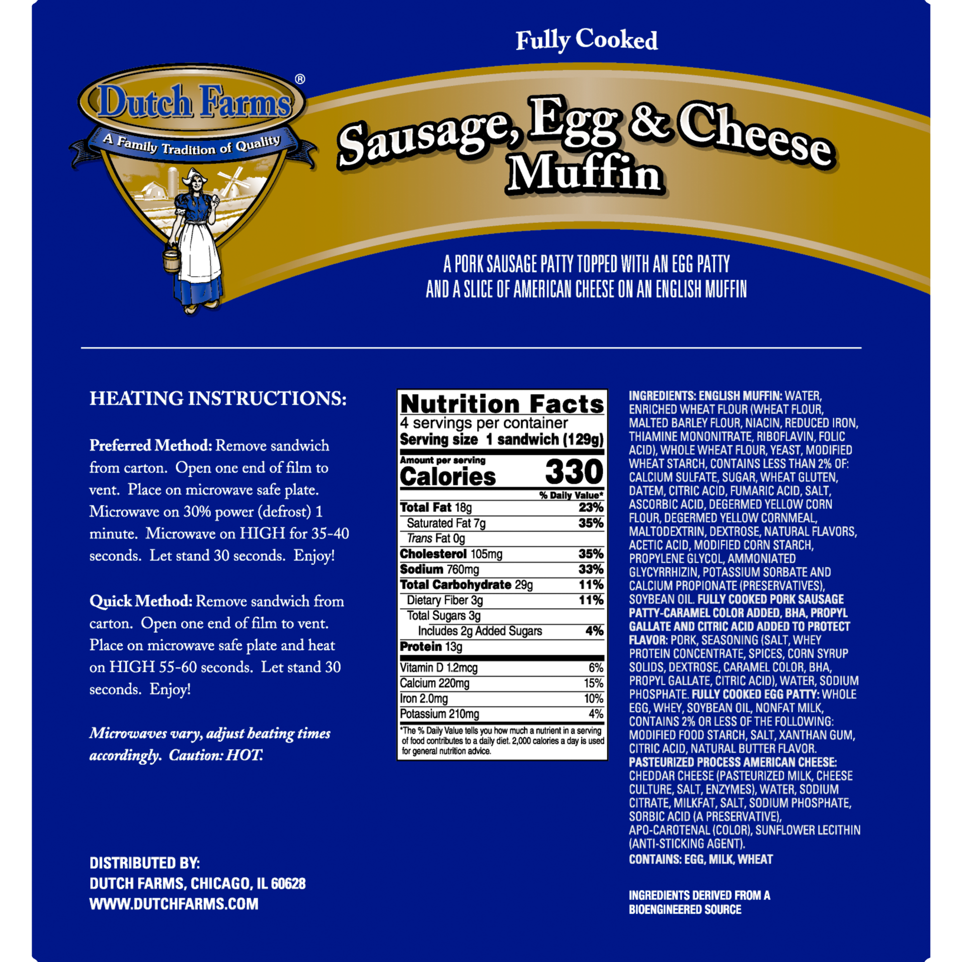 slide 2 of 5, DUTCH FARMS Sausage Egg & Cheese Muffin, 18 oz