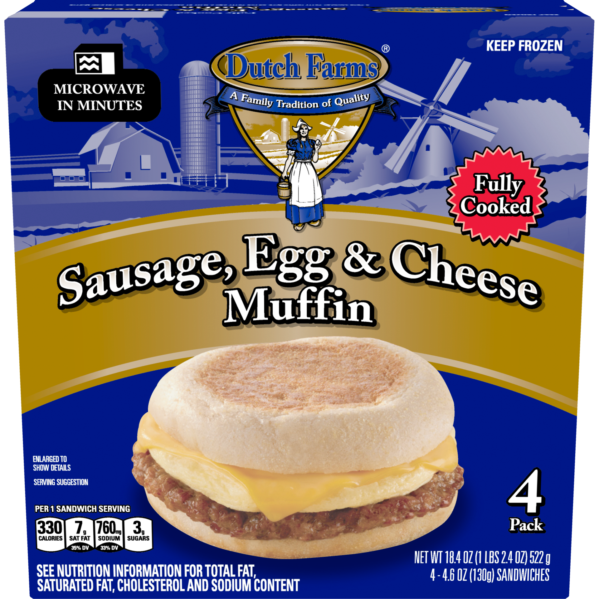 slide 1 of 5, DUTCH FARMS Sausage Egg & Cheese Muffin, 18 oz