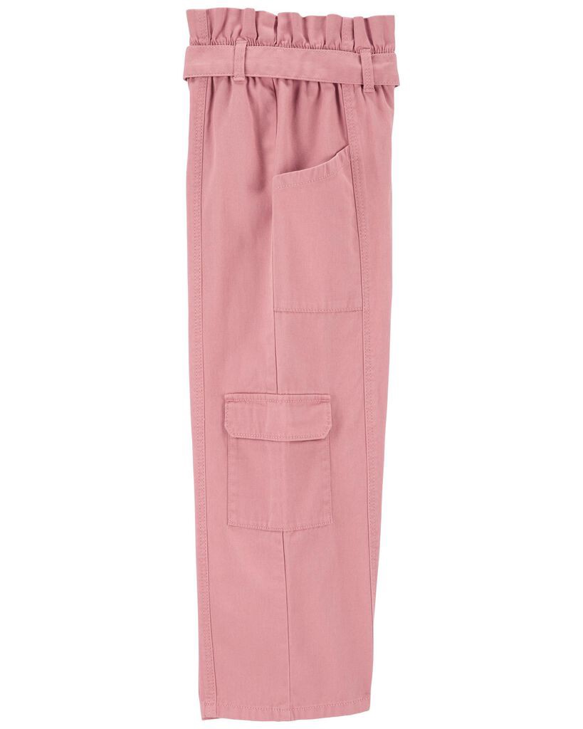 slide 4 of 4, Oshkosh Kid Tie-Waist Paperbag Cargo Pants Pink 6-6X, 1 ct