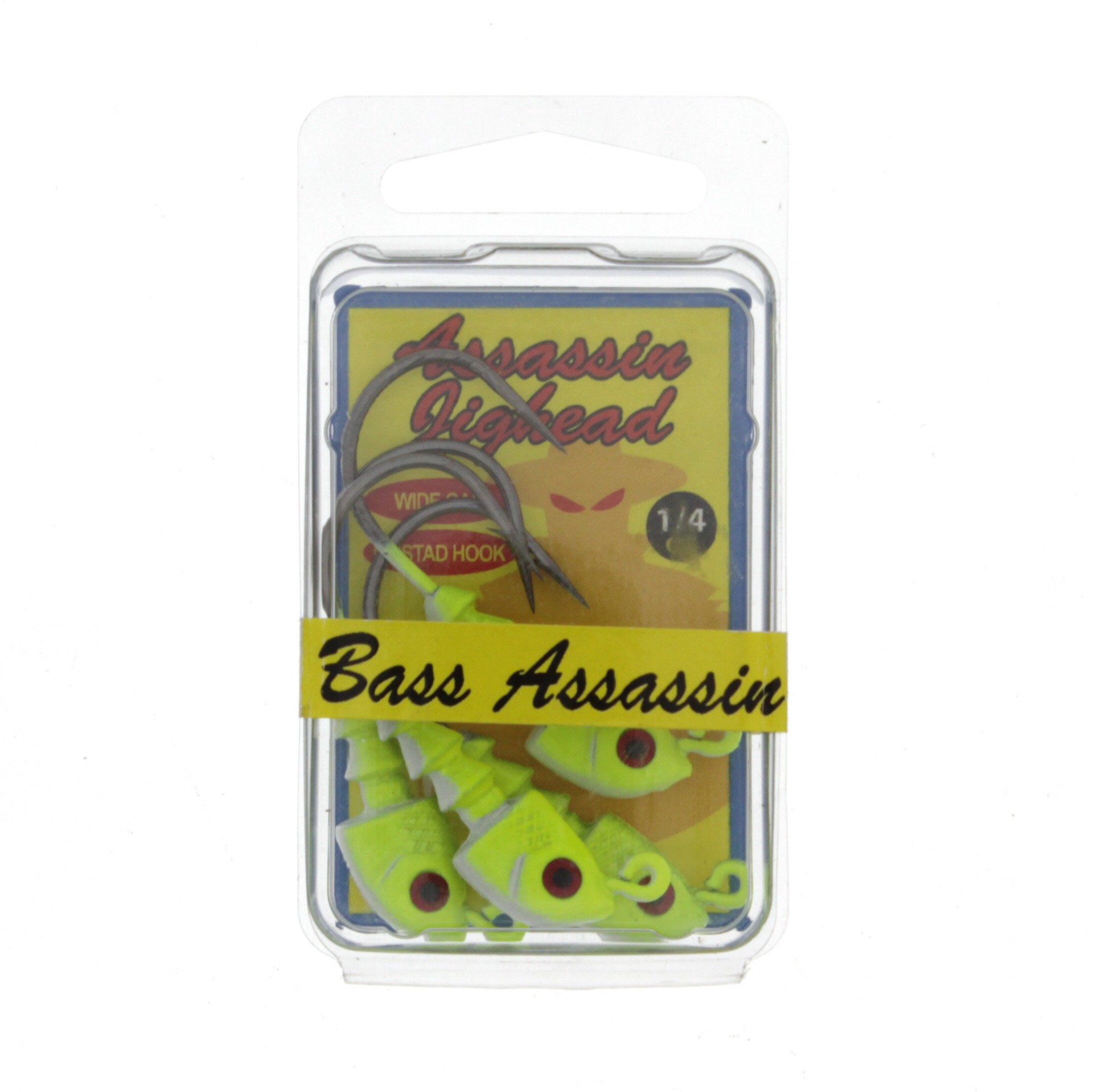 slide 1 of 1, Bass Assassin Chartreuse 1/4 Oz Jighead Lure, 4 ct
