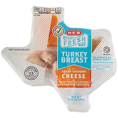 slide 1 of 1, H-E-B Select Ingredients Turkey Breast with Sharp Cheddar Cheese, 3.05 oz