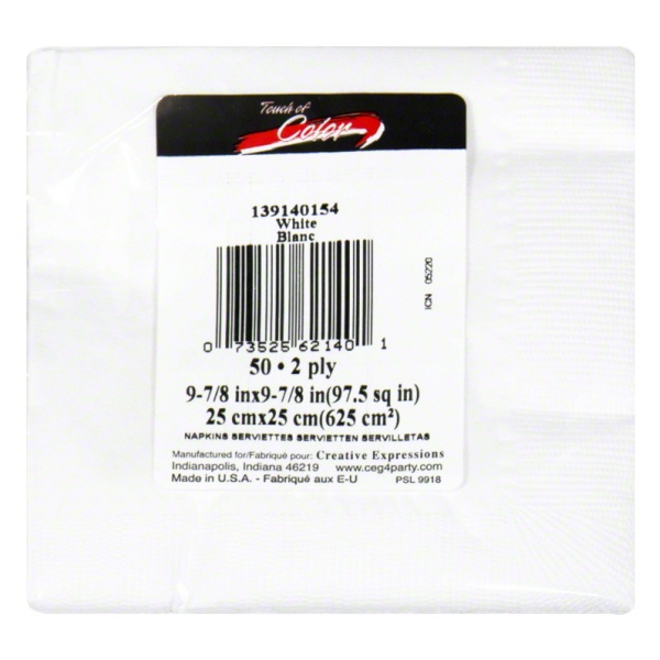 slide 1 of 1, White Cocktail Beverage Napkin, 50 ct