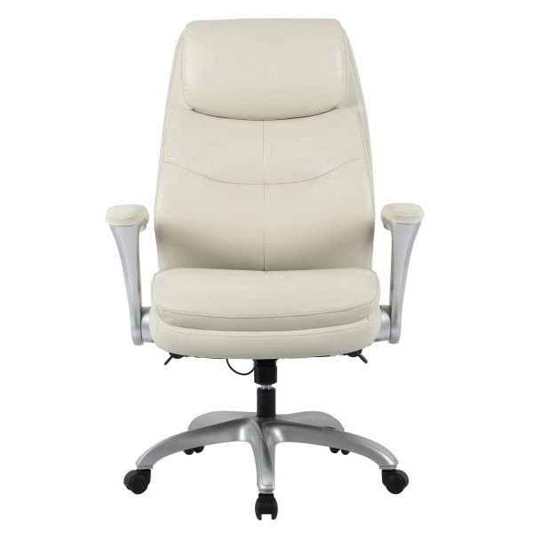 slide 6 of 7, Realspace Everton Ergonomic Vegan Leather High-Back Executive Chair, Beige/Silver, 1 ct