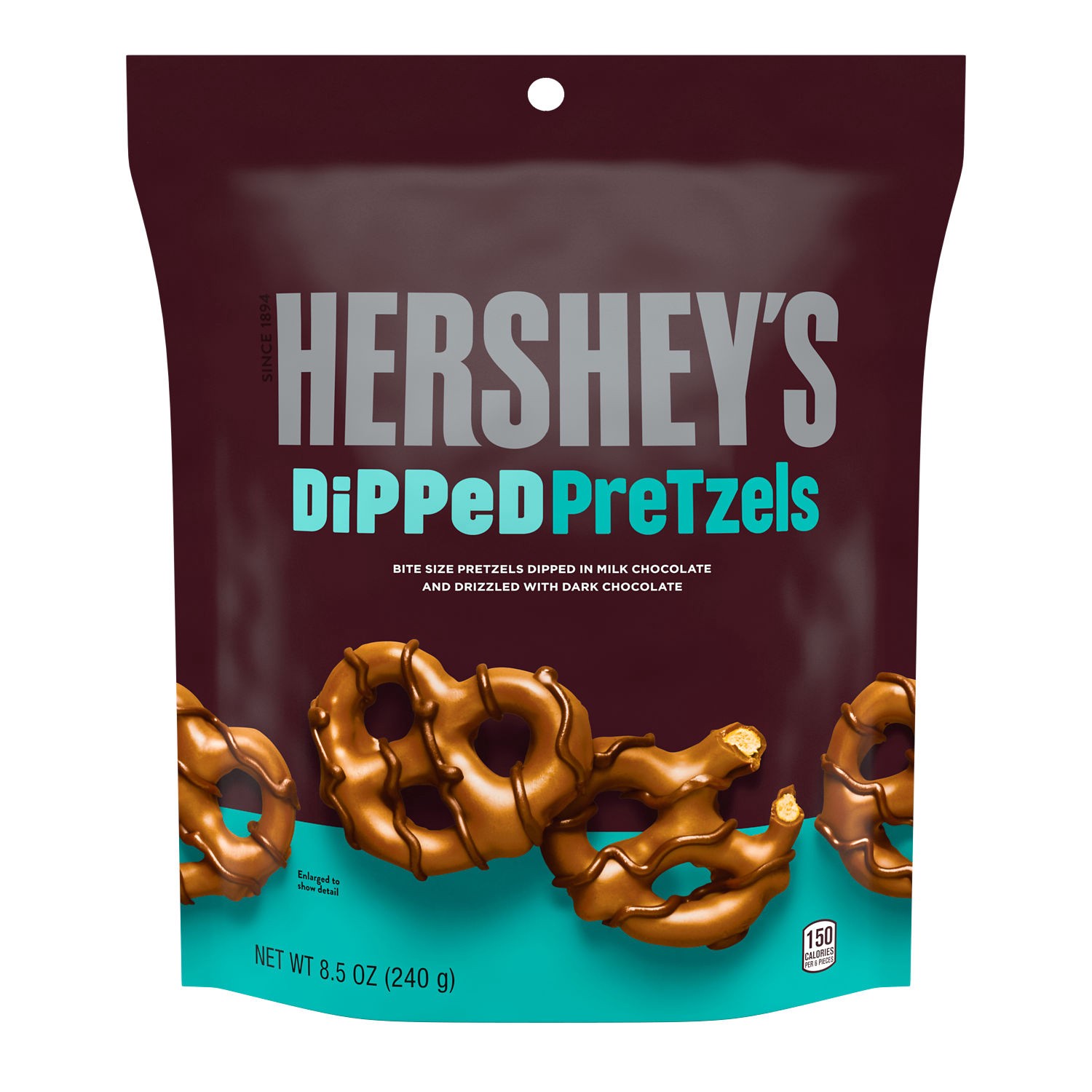 slide 1 of 7, Hershey's Milk and Dark Chocolate Covered Dipped Pretzels Bag, 8.5 oz, 8.5 oz