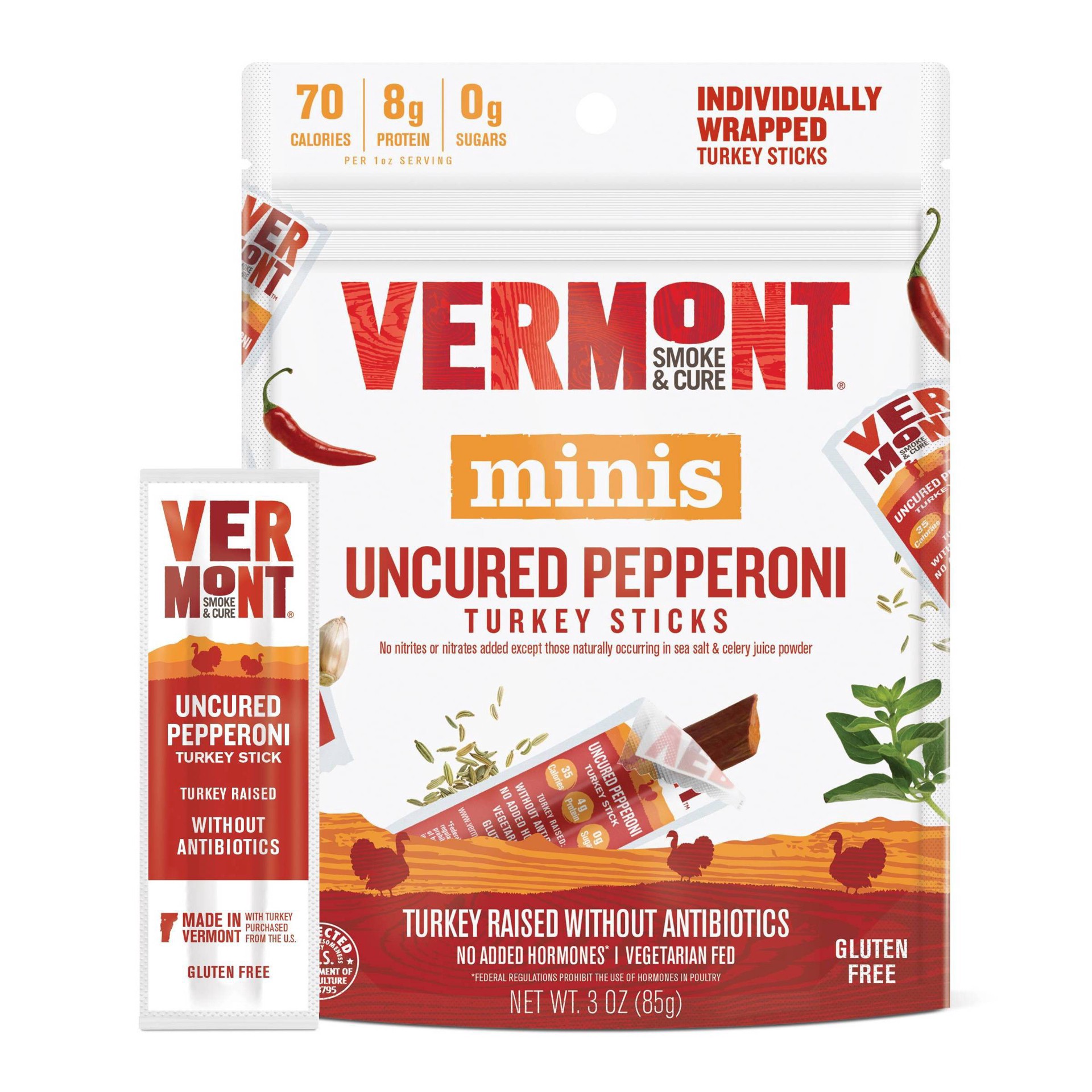 slide 7 of 9, Vermont Smoke & Cure Uncured Original Turkey Pepperoni Sticks Mini Size 6 ea, 6 ct