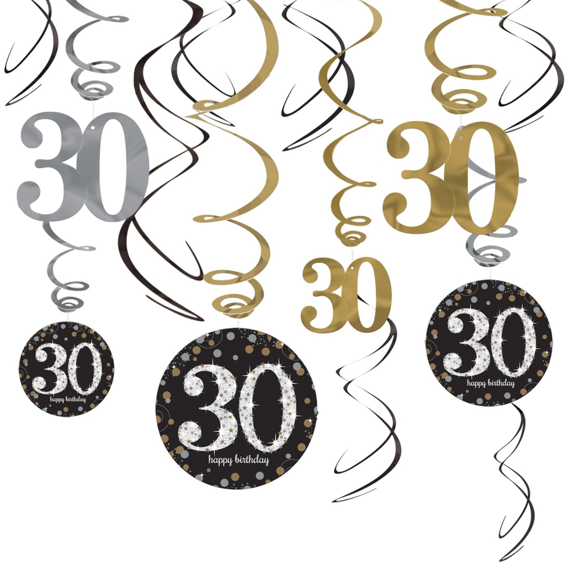 slide 1 of 1, Party City 30th Birthday Swirl Decorations Sparkling Celebration, 12 ct