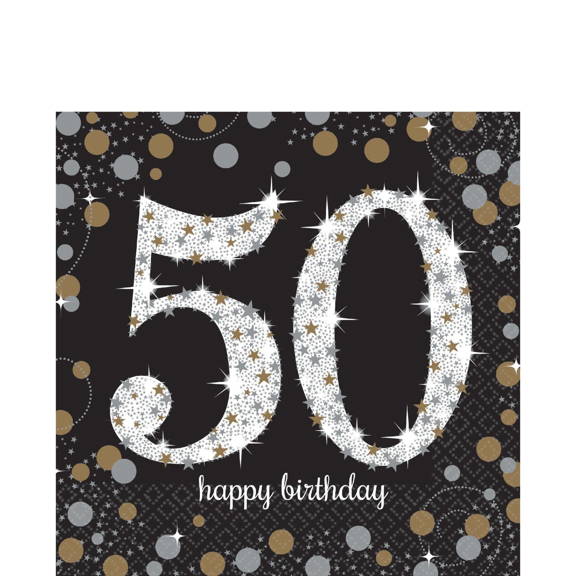 slide 1 of 1, Party City 50th Birthday Lunch Napkins Sparkling Celebration, 16 ct