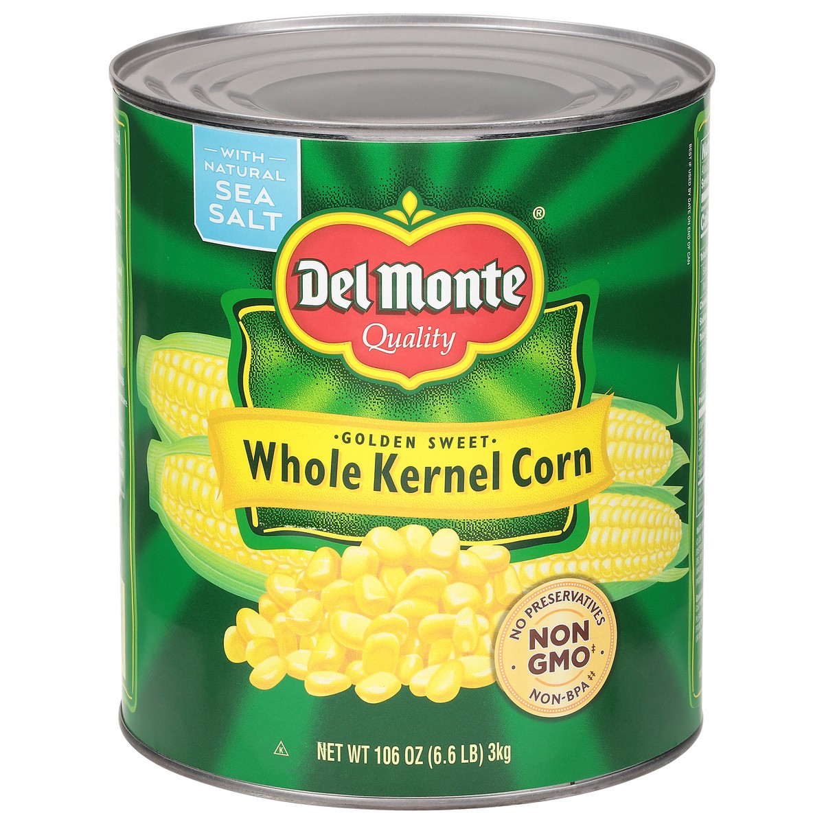 slide 1 of 9, Del Monte Whole Golden Sweet Kernel Corn 106 oz, 106 oz