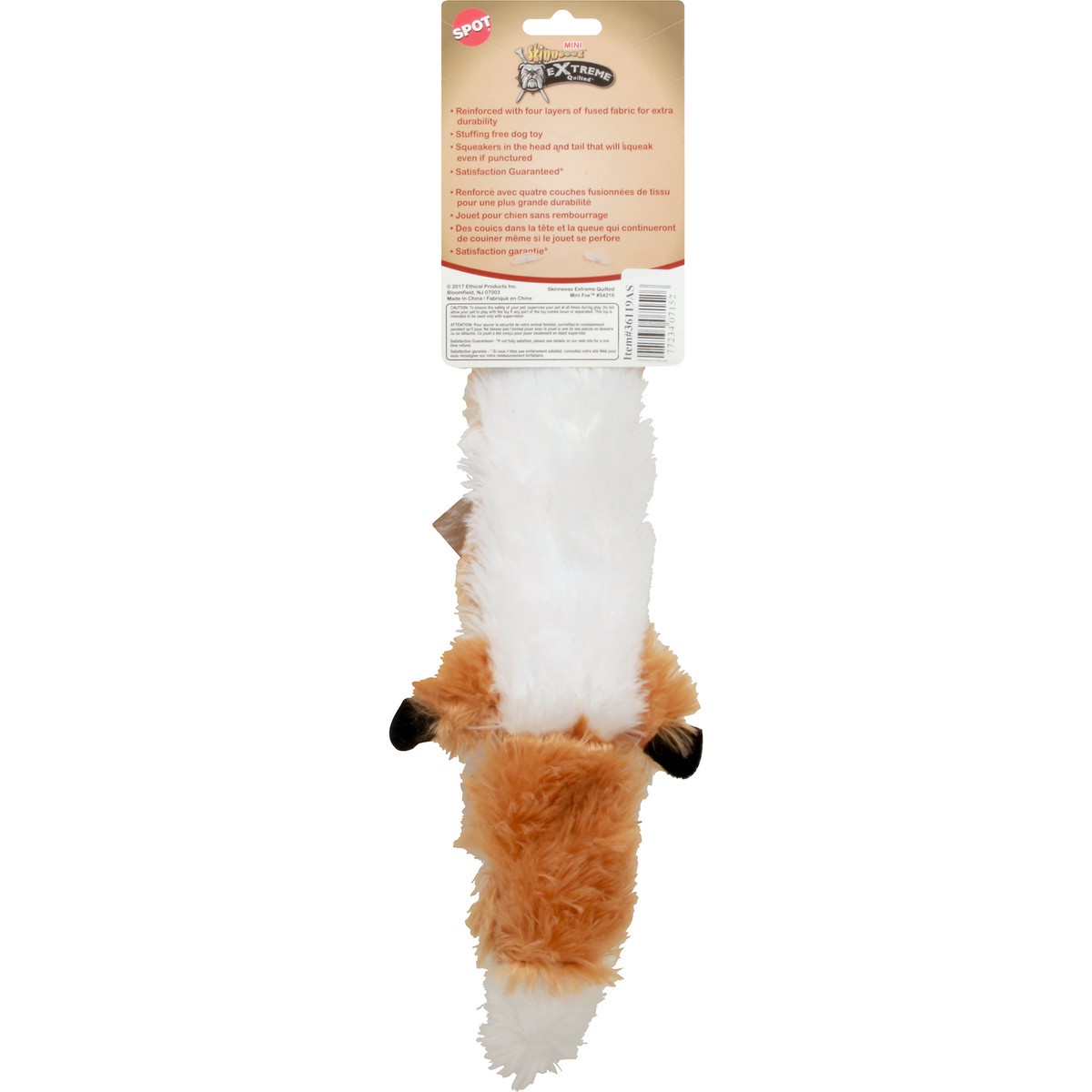 slide 5 of 6, SPOT Dog Toy, Durable, Mini Fox, Extreme Quilted, 1 ct