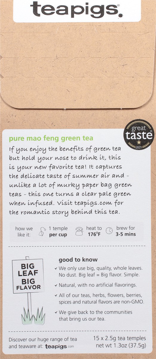 slide 8 of 14, teapigs Mao Feng Green Tea 15 - 2.5 g Tea Temples, 15 ct