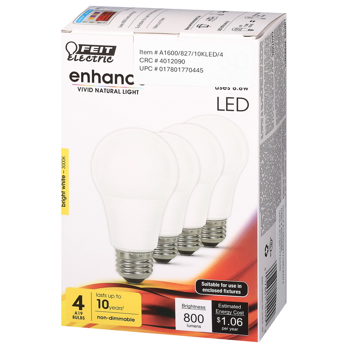 slide 3 of 14, Feit Electric Enhance 8.8 Watts LED Bright White Bulbs 4 ea, 4 ct