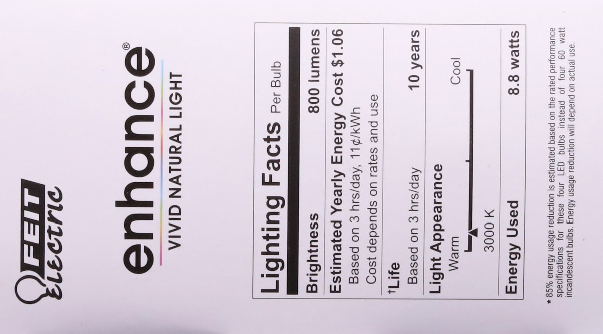 slide 10 of 14, Feit Electric Enhance 8.8 Watts LED Bright White Bulbs 4 ea, 4 ct