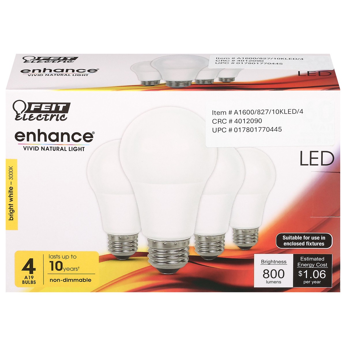 slide 12 of 14, Feit Electric Enhance 8.8 Watts LED Bright White Bulbs 4 ea, 4 ct