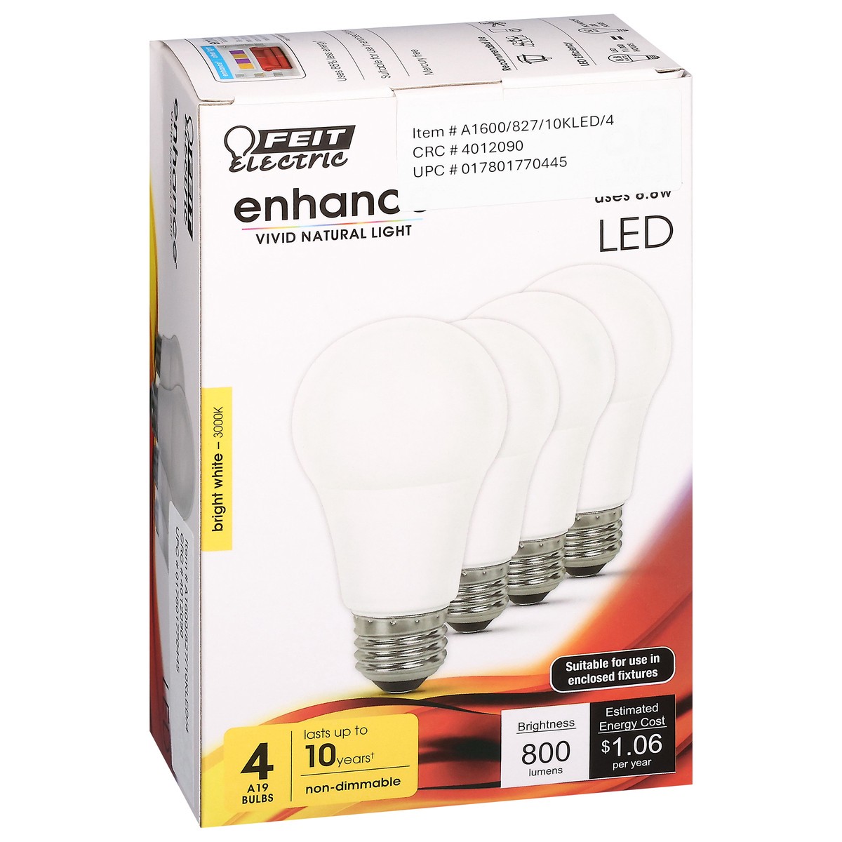 slide 8 of 14, Feit Electric Enhance 8.8 Watts LED Bright White Bulbs 4 ea, 4 ct