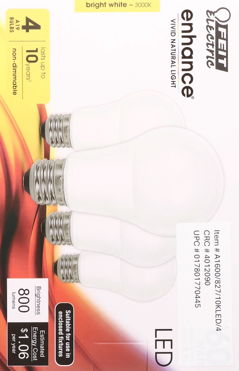 slide 6 of 14, Feit Electric Enhance 8.8 Watts LED Bright White Bulbs 4 ea, 4 ct